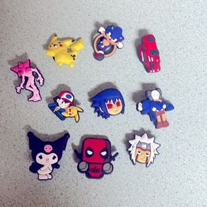 NIB 10 piece Brand: XLNBXL Random Cute Cartoon Shoe Charms for kids Sandals